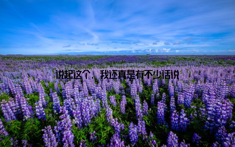 说起这个, 我还真是有不少话说