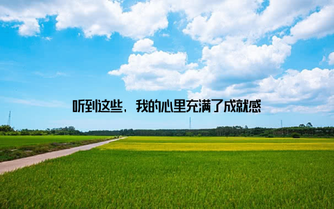 听到这些, 我的心里充满了成就感